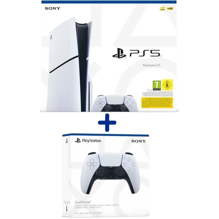 Bundle Consola PS5 Slim Estándar con 2 Mandos DualSense - Multijugador Local, SSD 1TB