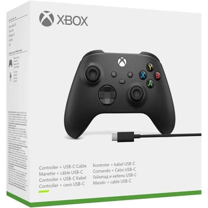 Mando Inalámbrico Xbox + Cable USB-C para PC, Negro Carbón, Bluetooth, Botón Compartir