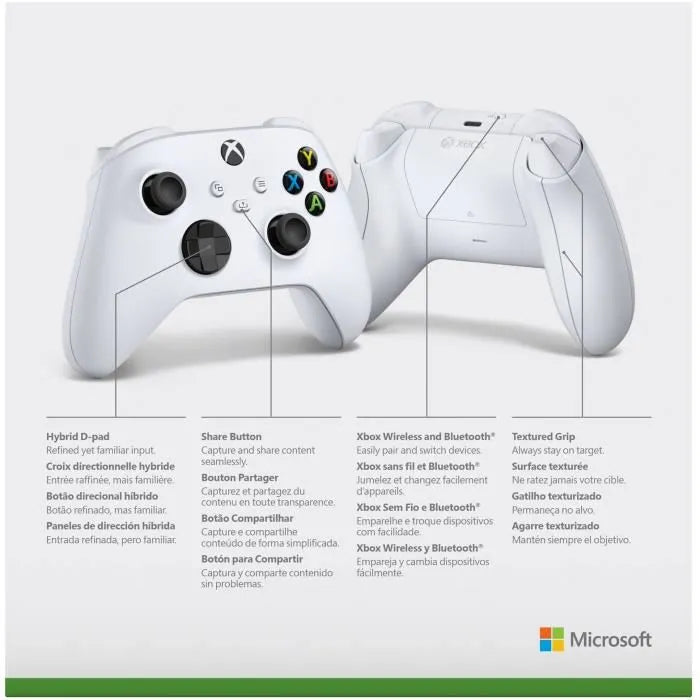 Mando Inalámbrico Xbox - Robot Blanco, Diseño Modernizado, Botón Compartir, Multiplataforma