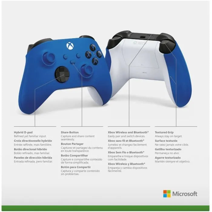 Mando Inalámbrico Xbox - Shock Blue, Botón Compartir, Multiplataforma