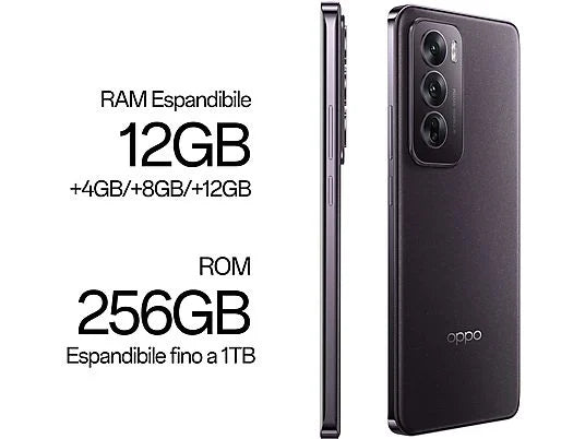 OPPO Reno12 5G - 256GB Black Brown, Pantalla AMOLED 6.7" 120Hz, Cámara 50MP