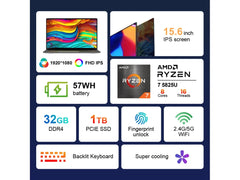 Portátil Ninkear A15 Plus 15.6" FHD IPS (AMD Ryzen 7 5825U, 32GB RAM, 1TB SSD)