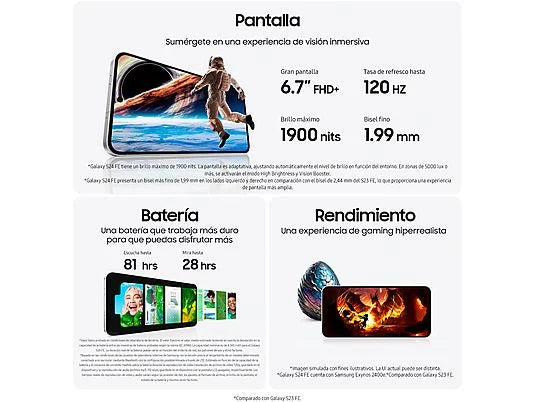Smartphone Samsung Galaxy S24 FE (6.7" FHD+ - 8GB RAM - 128GB Graphito)